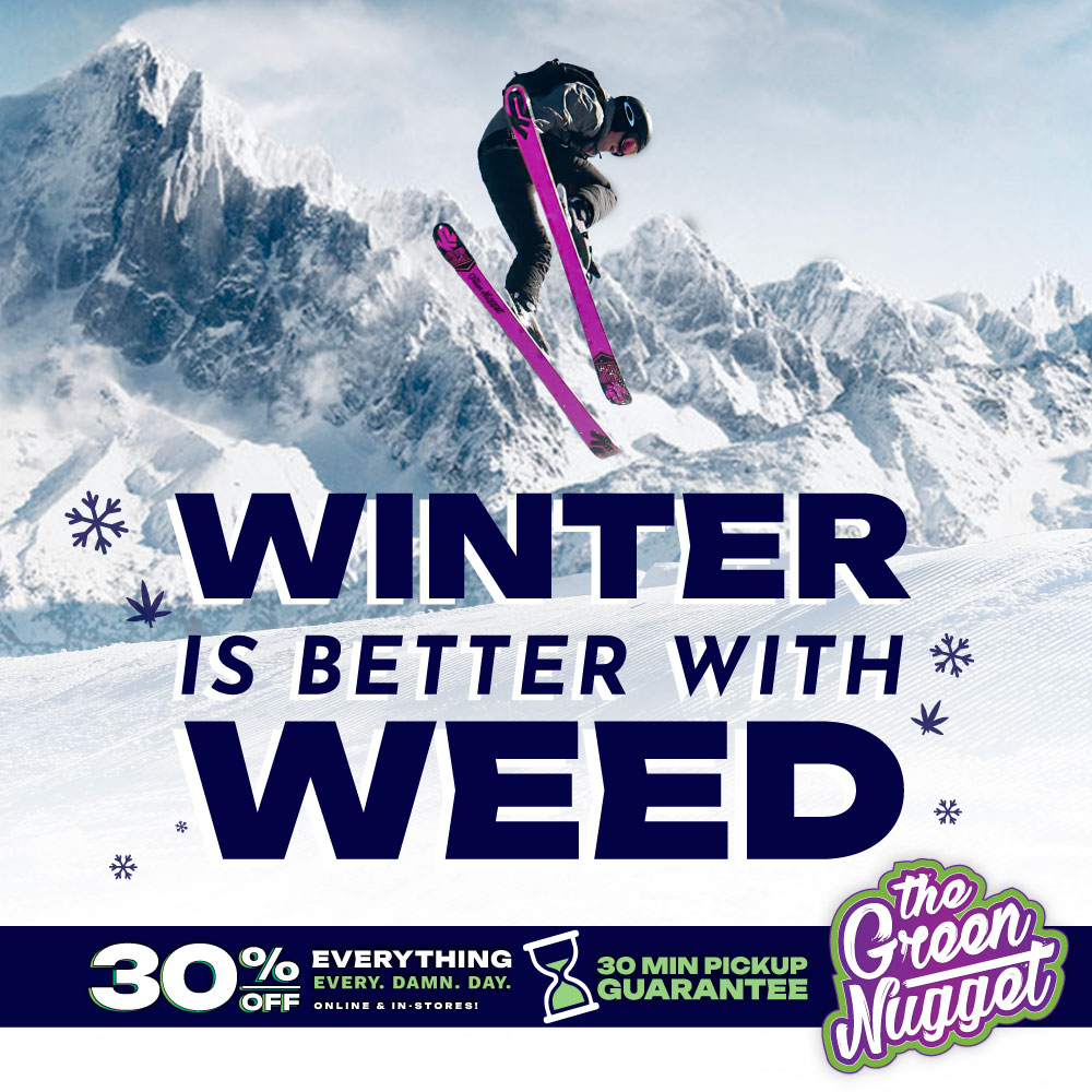 Winter Weed Dispo disposable vape battery rso live res ski snowboard snow mountain CBD THC hybrid sativa indica pacific northwest the green nugget spokane pullman mead