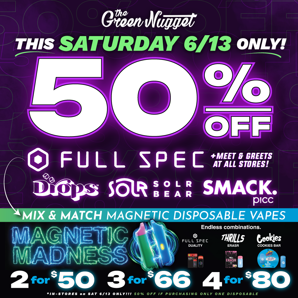 Full spec drops edibles cannabis marijuana thc cbd infused hybrid sativa indica preroll joint weed pot store vape vaporizer pen disposable dispo thc solr bear rosin solventless smack picc vendor day spokane pullman weed weekend deals 420 special order online pickup pay online